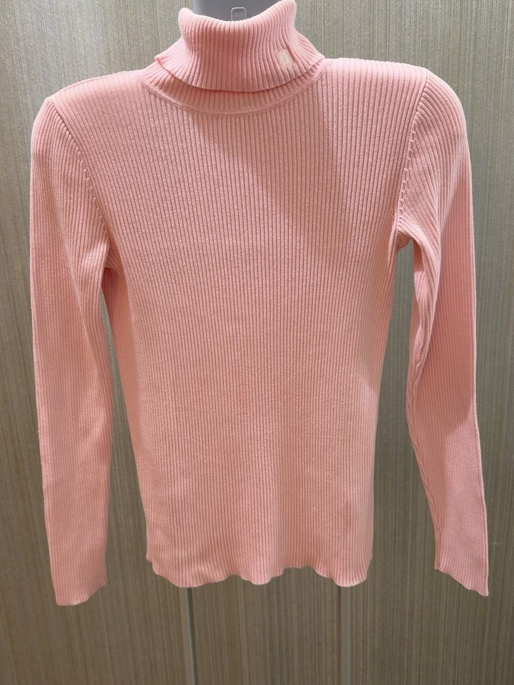Lauren Ralph Lauren Pink Ribbed Cotton Turtleneck Sweater XS